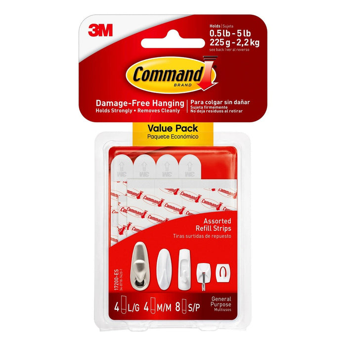 Command Refill Strips (8 Small/4 Medium/4 Large) White