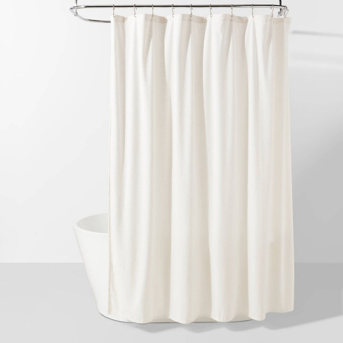 Velvet Scallop Burnout Glam Shower Curtain Ivory - Threshold