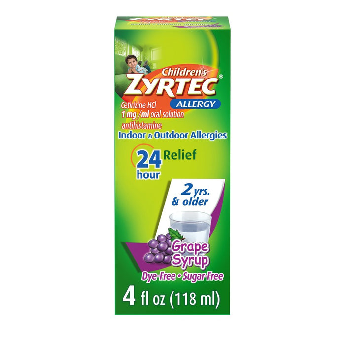 Children's Zyrtec 24 Hour Allergy Relief Syrup - Grape - Cetirizine - 4 fl oz