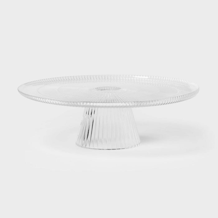 Ribbed Large Glass Cake Stand Clear - Threshold
