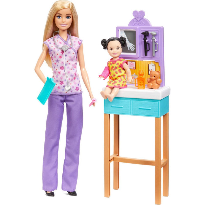 Barbie Pediatrician Doll and Doctor Playset with Accessories, Purple Scrubs