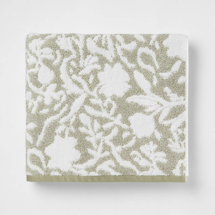 Performance Plus Bath Towel Light Green Floral - Threshold