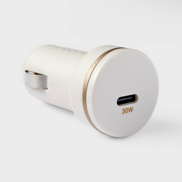 Single Port USB-C 30W Car Charger - heyday Stone White