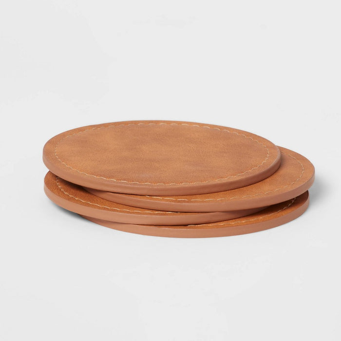 4pk Faux Leather Coasters - Threshold
