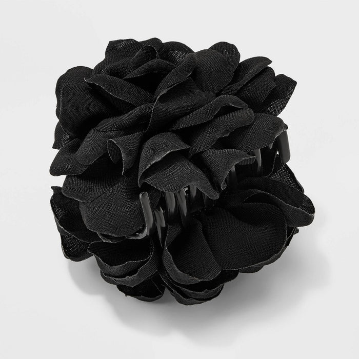 Faux Flower Claw Hair Clip - A New Day Black