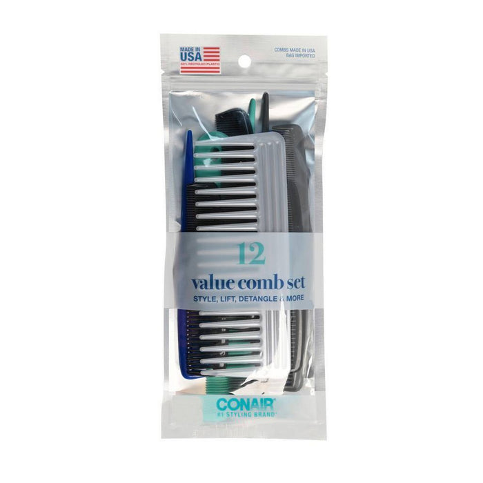 Conair Multipack Combs Made in USA - 12pc