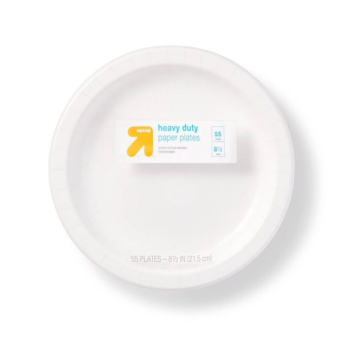 Heavy Duty White Paper Plates 8.5" - 55ct- up & up