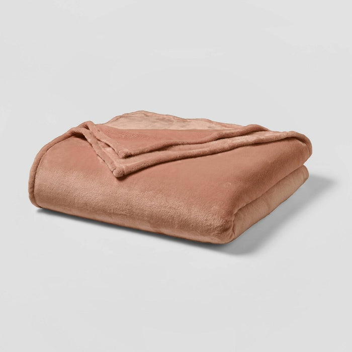 King Microplush Solid Bed Blanket Rust - Threshold