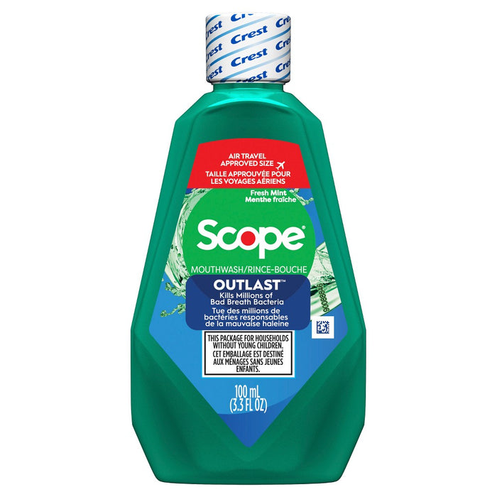 Crest Scope Outlast Mouthwash - Fresh Mint - Trial Size - 100ml