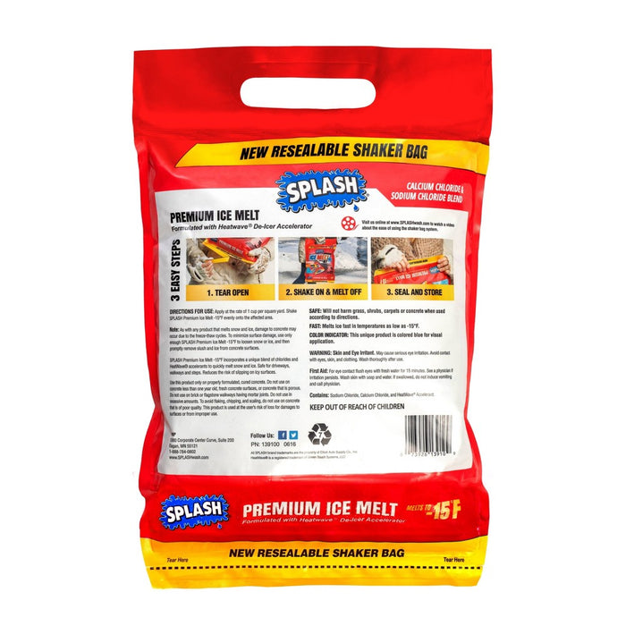 SPLASH 10lbs Premium 15F Ice Melt Resealable Shaker Bag