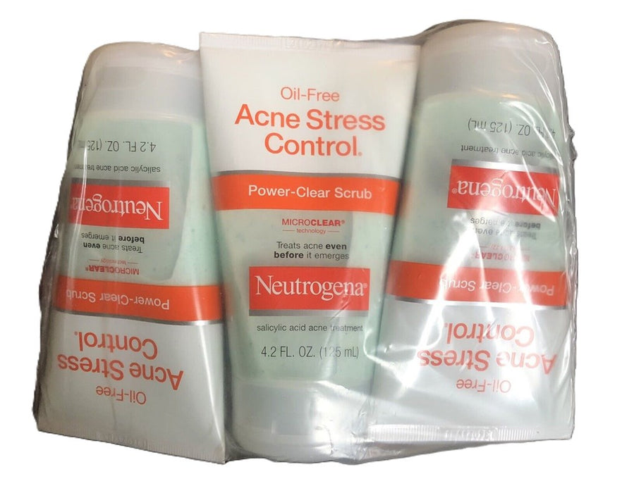 Neutrogena Oil-Free Acne Stress Control Facial Scrub - 4.2 fl oz - 3 PACK