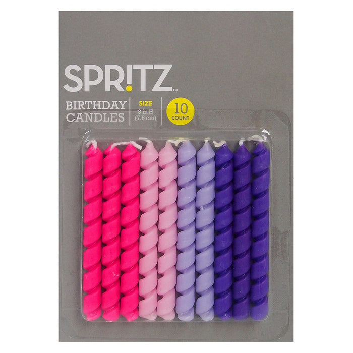 10ct Corkscrew Birthday Candles Pink/Purple - Spritz
