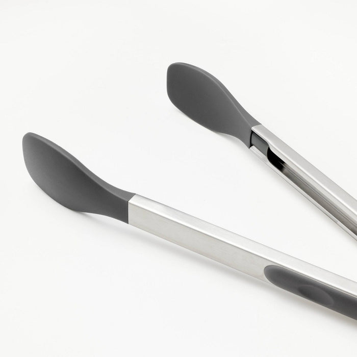 12" Stainless Steel Tong with Silicone Tip Dark Gray - Figmint