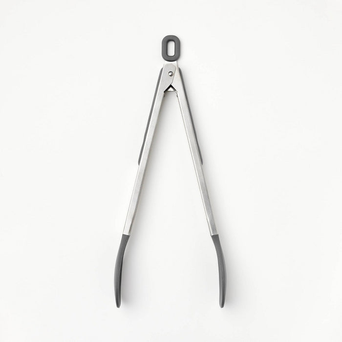 12" Stainless Steel Tong with Silicone Tip Dark Gray - Figmint