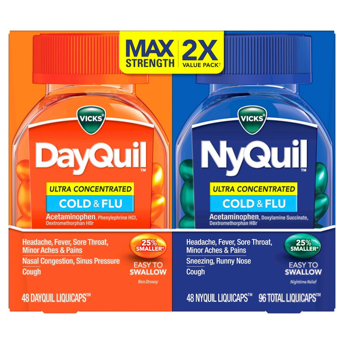 Vicks DayQuil & NyQuil Ultra Concentrated Cold & Flu Medicine Liquicaps - 96ct