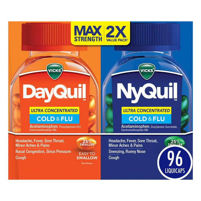 Vicks DayQuil & NyQuil Ultra Concentrated Cold & Flu Medicine Liquicaps - 96ct