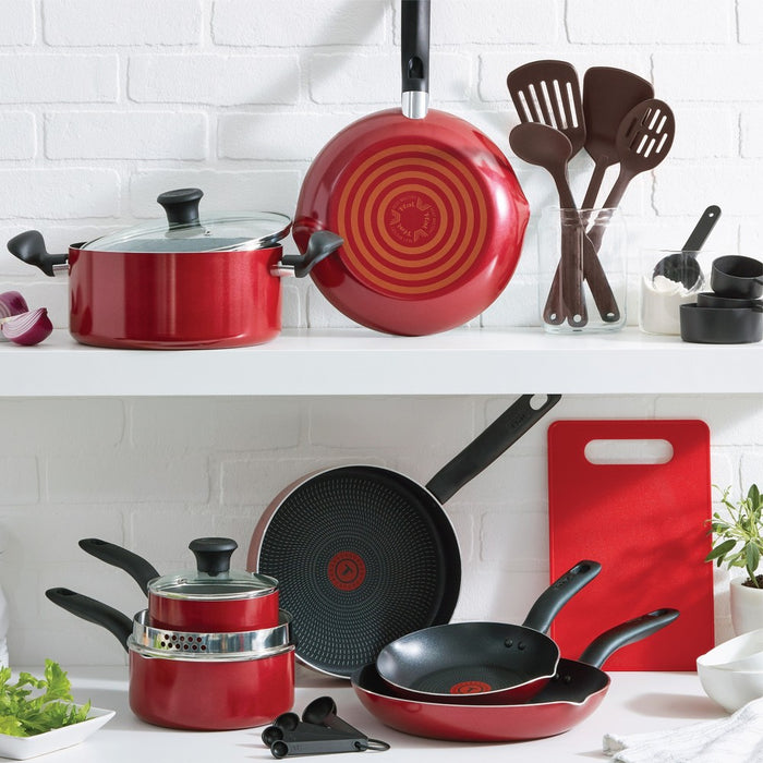 T-fal 12pc Simply Cook Nonstick Cookware Set Red