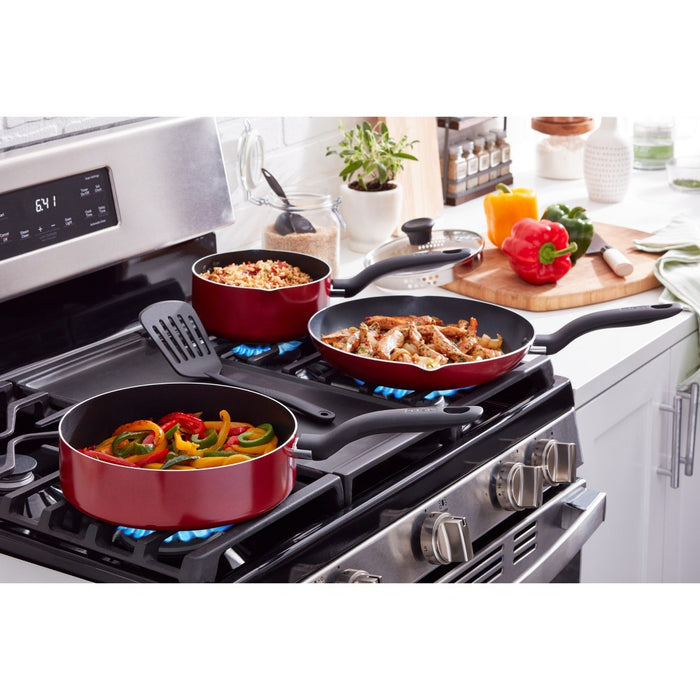 T-fal 12pc Simply Cook Nonstick Cookware Set Red