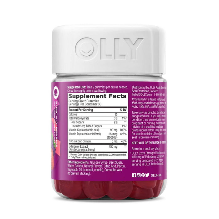 OLLY Extra Strength Immunity Gummies - Elderberry - 60ct