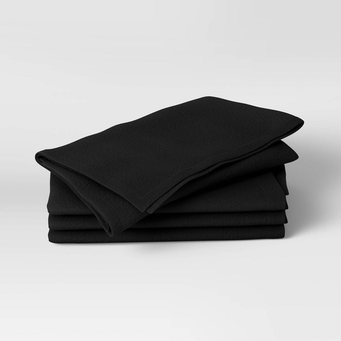 4pk Cotton Easy Care Napkins Black - Threshold