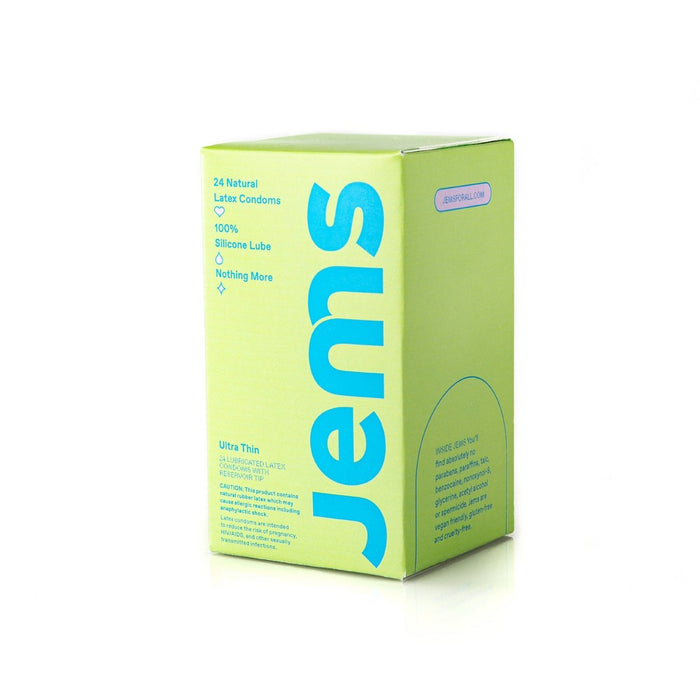 Jems Ultra Thin Natural Latex and 100% Silicone Lubricated Standard Fit Condoms- 24 pk