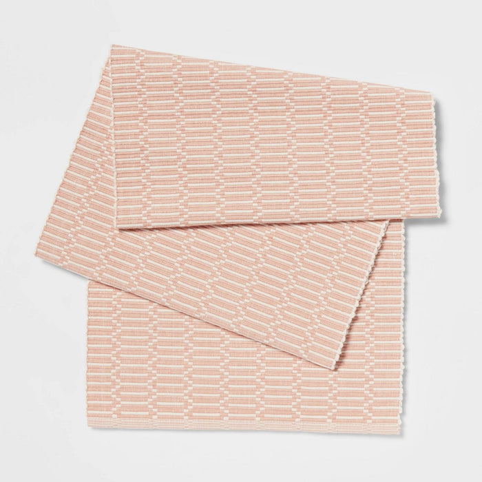 108" x 14" Modern Single Layer Ribbed Table Runner Pink - Threshold