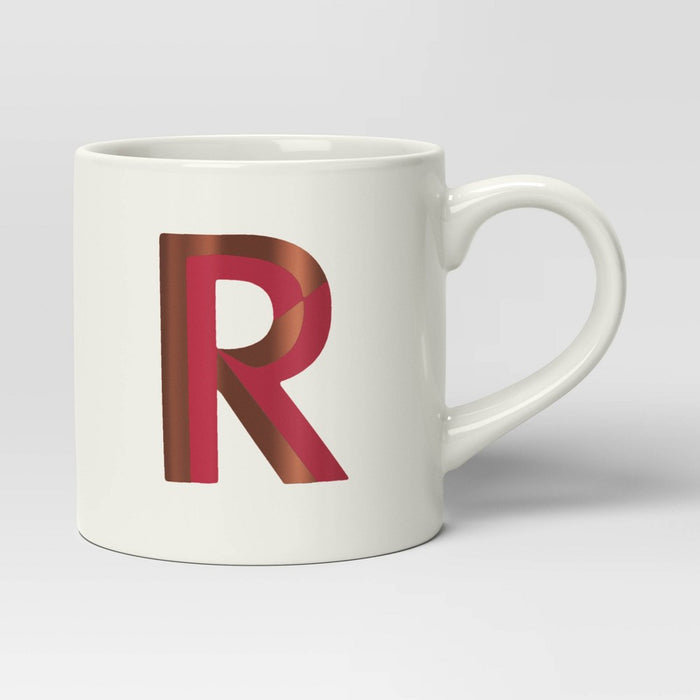 16oz Stoneware Monogram R Mug Dark Pink - Opalhouse