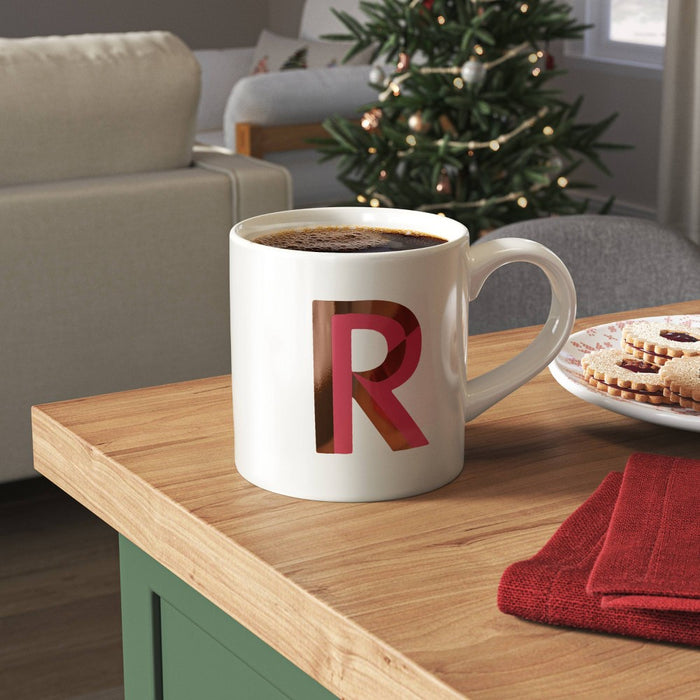 16oz Stoneware Monogram R Mug Dark Pink - Opalhouse