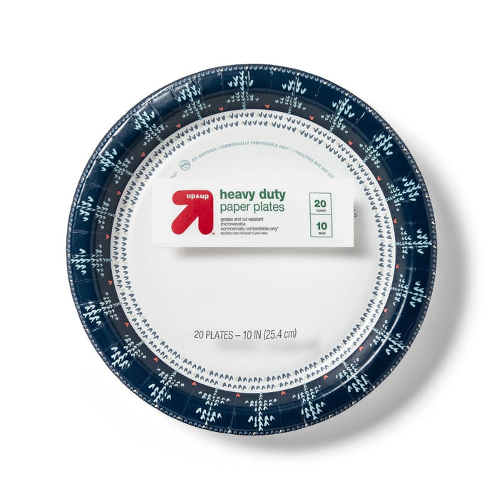 Holiday Disposable Dinnerware Plate 10" - Embroidered Trees - 20ct - up & up
