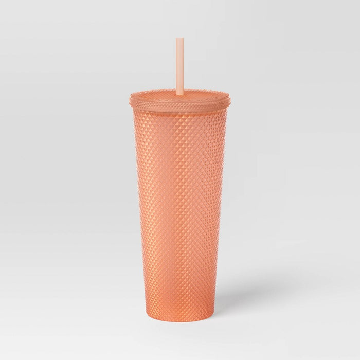 24oz Plastic Tumbler with Straw Clear Cool Melon - Opalhouse