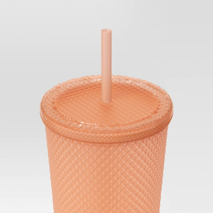 24oz Plastic Tumbler with Straw Clear Cool Melon - Opalhouse