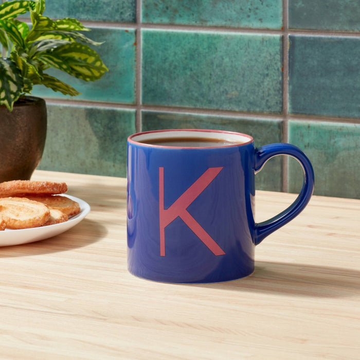16oz Stoneware Monogram Mug 'K' Navy Blue - Opalhouse