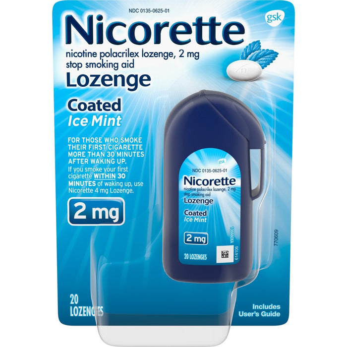 Nicorette 2mg Coated Nicotine Lozenge Stop Smoking Aid - Ice Mint - 20ct