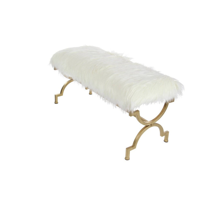 Faux Fur Cushion Bench White - Olivia & May (LOCAL PICKUP ONLY)