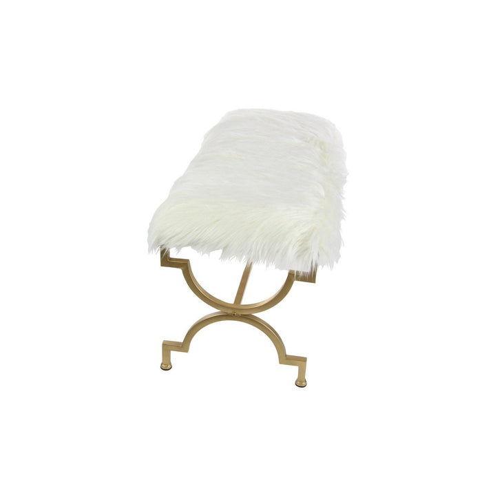 Faux Fur Cushion Bench White - Olivia & May (LOCAL PICKUP ONLY)