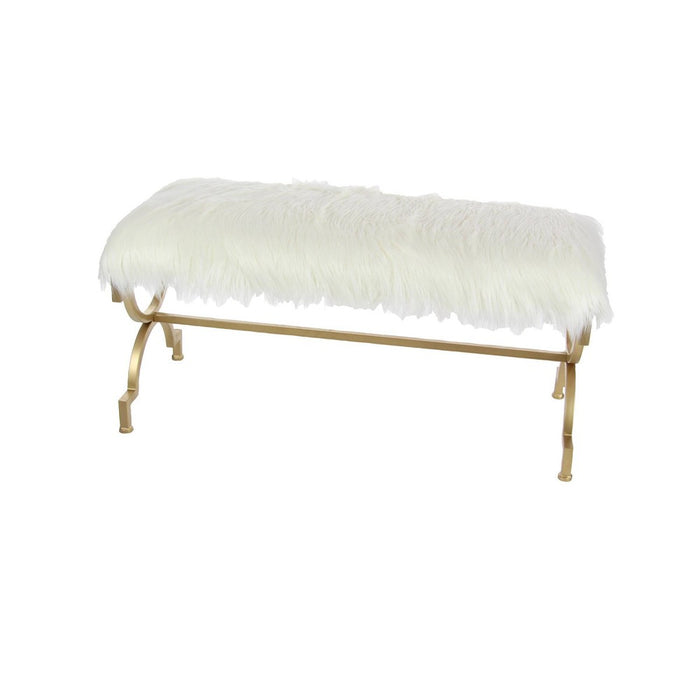 Faux Fur Cushion Bench White - Olivia & May (LOCAL PICKUP ONLY)