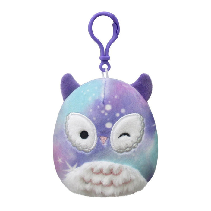 Squishmallows 3.5" Solina the Purple & Teal Mystical Print Owl Clip-On Plush Toy