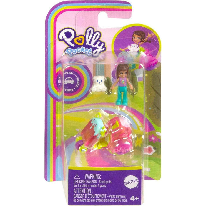 Polly Pocket Pollyville Micro Doll with Ice Cream 3-Wheeler and Mini Polar Bear