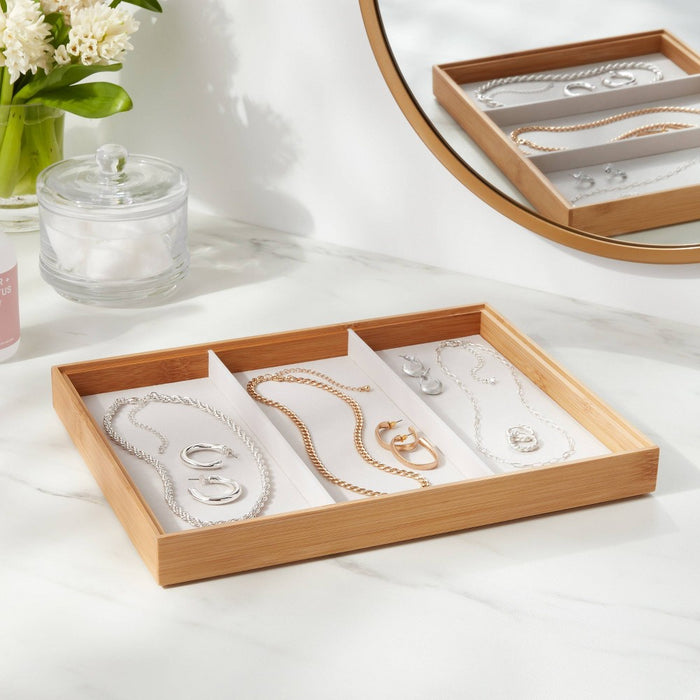 9" x 12" Stackable Bamboo Accessory 3 Section Tray - Brightroom