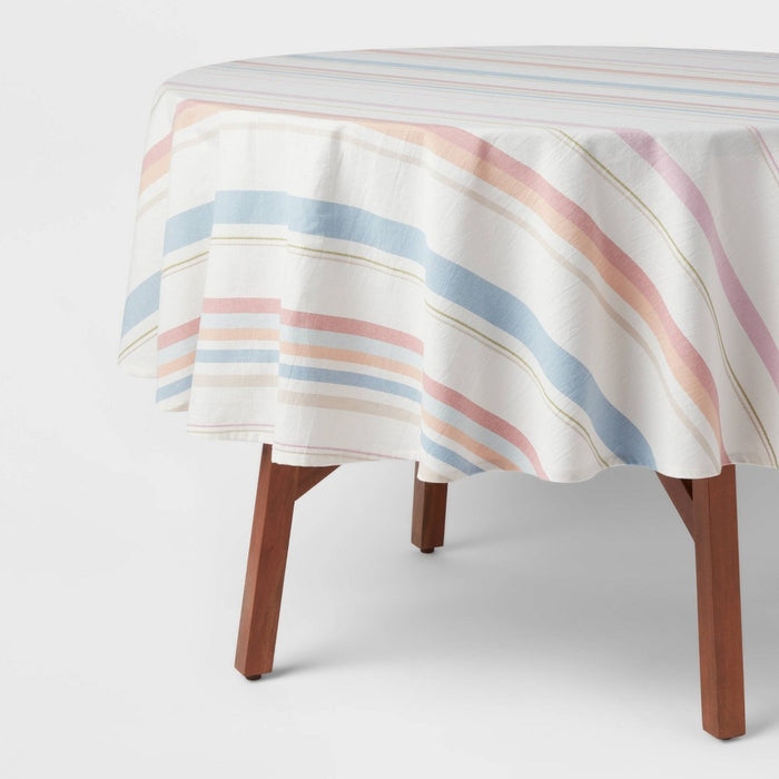 70" Cotton Multi-Striped Round Tablecloth - Threshold