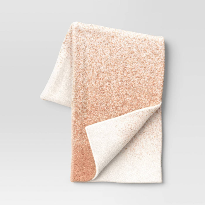 Reversible Ombre Cozy Feathery Knit Throw Blanket Clay Pink - Threshold