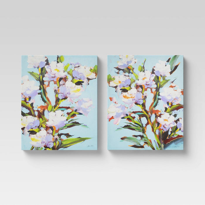 (Set of 2) 16" x 20" Decorative Wall Art Canvases Blue - Threshold