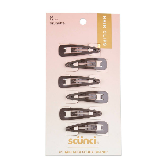 scunci Contour Hair Clips - Brunette - 6pk