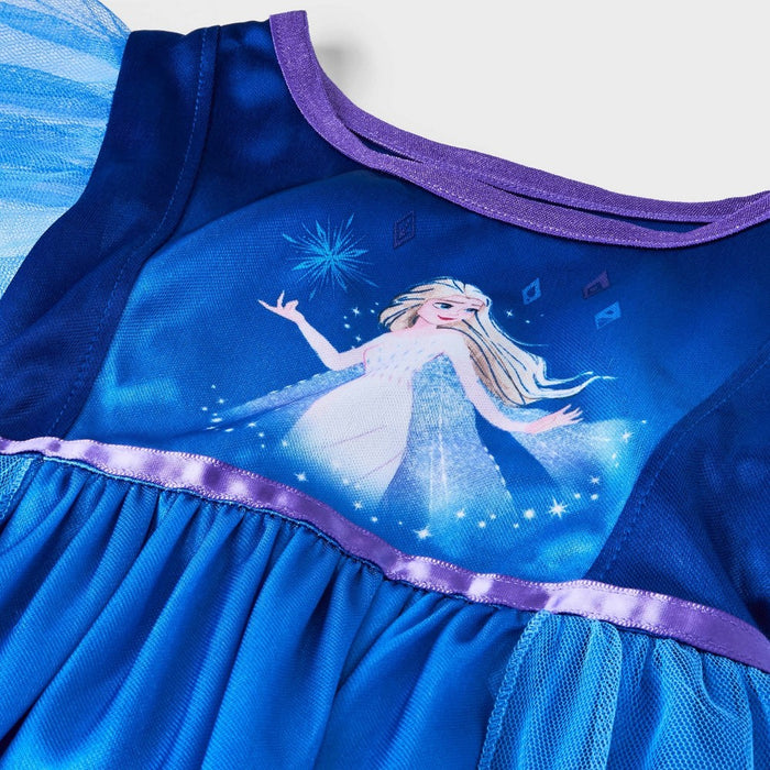 Toddler Girls' Short Sleeve Frozen Elsa Fantasy NightGown - Blue 4T