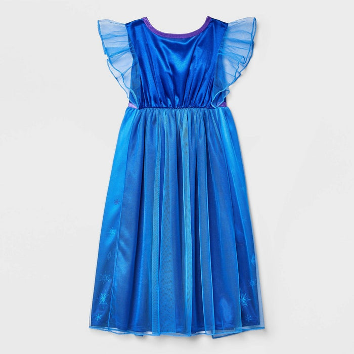 Toddler Girls' Short Sleeve Frozen Elsa Fantasy NightGown - Blue 4T