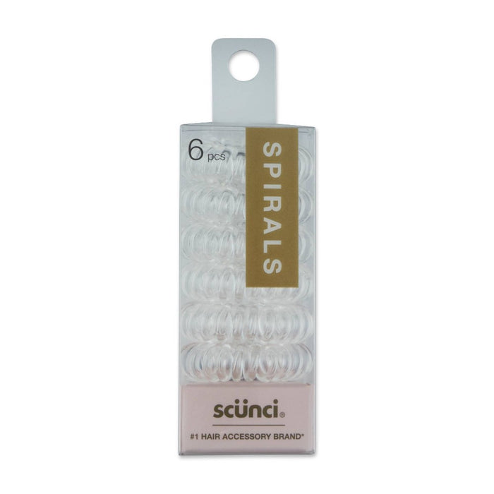 scunci Spiral Hair Ties - Clear - 6ct