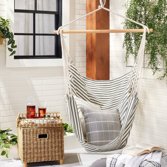 Striped Hammock Chair Dark Gray/Cream - Hearth & Hand with Magnolia