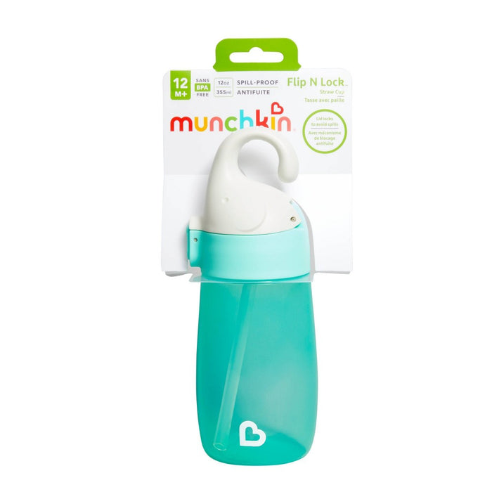 Munchkin Flip N Lock Elephant Straw Cup - Mint - 12oz