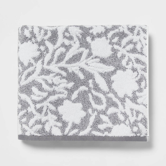 Performance Plus Bath Towel Gray Floral - Threshold