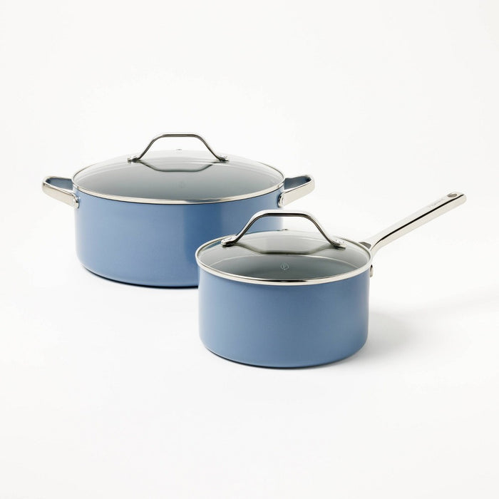 7pc Nonstick Ceramic Coated Aluminum Cookware Set Blue - Figmint (LOCAL PICKUP ONLY)